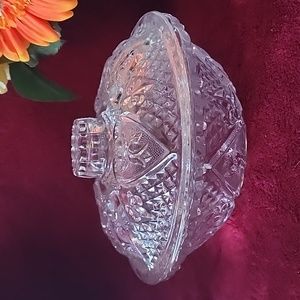 Vintage KIM Indonesia, Lead Crystal Cut Glass Candy Bowl with Lid.